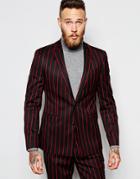 Asos Slim Suit Jacket In Pinstripe - Multi