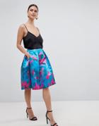 Closet London Sateen Midi Skirt - Multi