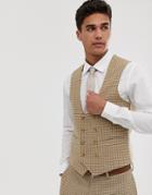 Asos Design Wedding Skinny Suit Vest In Stone Micro Check