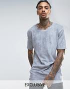 Mennace Faux Suede T-shirt In Light Gray - Gray
