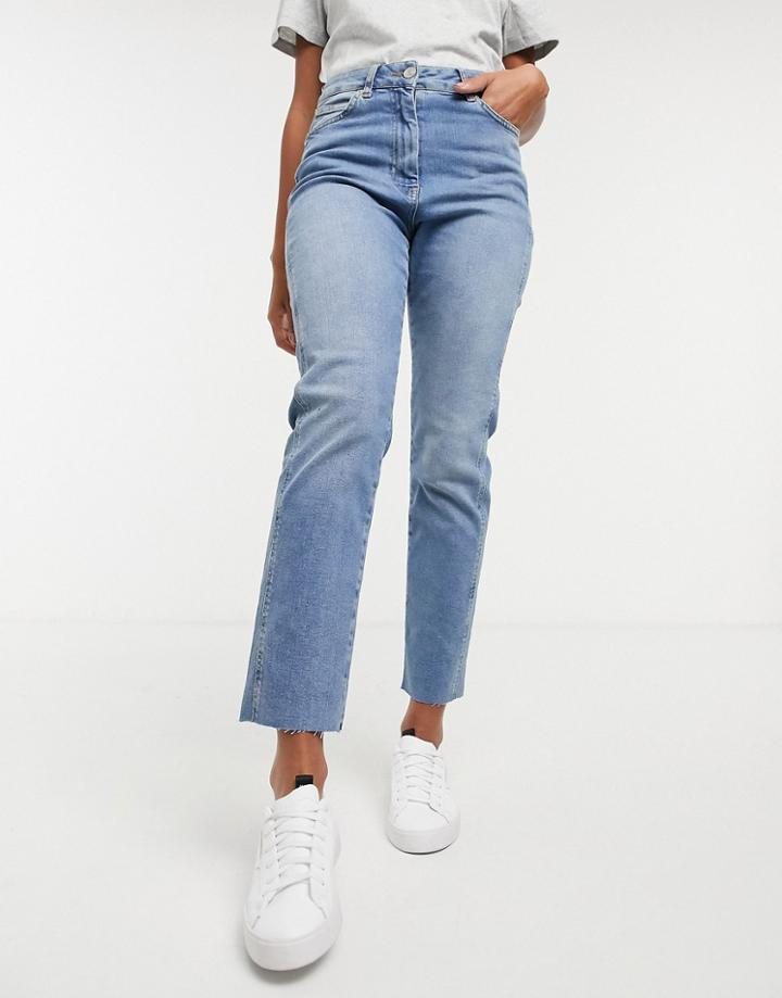 Whistles Authentic Frayed Slim Leg Jeans In Blue Wash