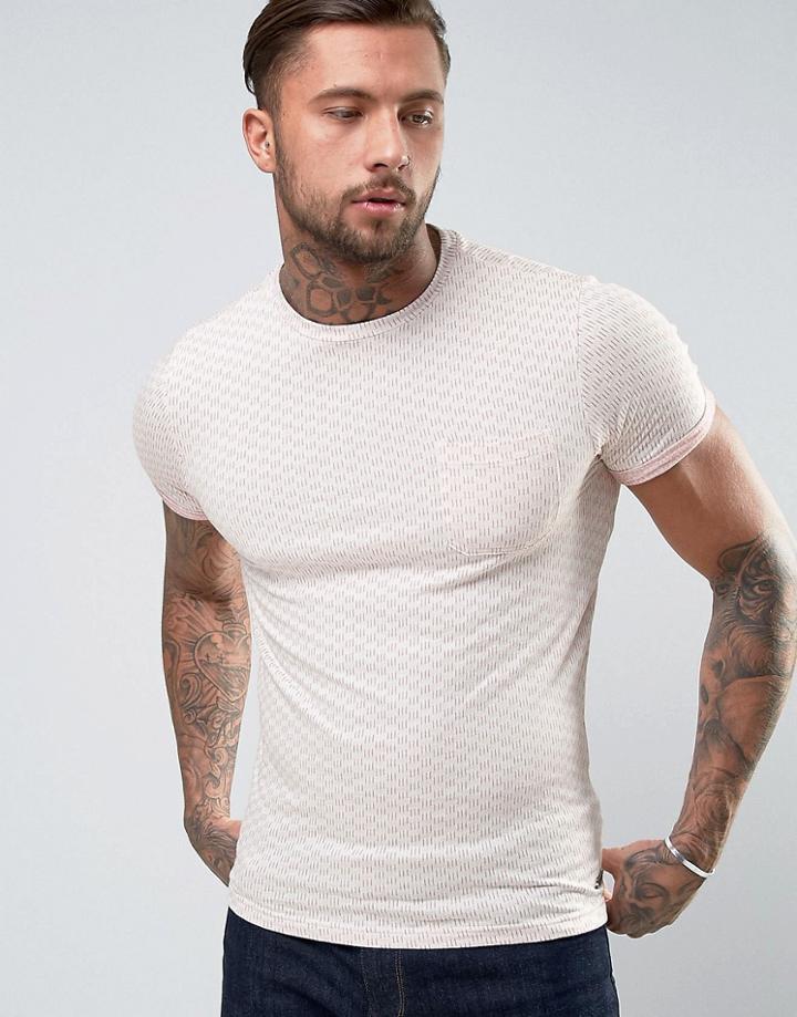 Brave Soul Waffle Summer T-shirt - Pink