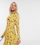 John Zack Petite Frilly Wrapover Skater Tea Dress In Yellow Floral