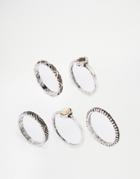 Asos Etched Ring Stack Pack - Mixed Metal
