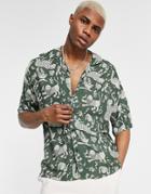 Pull & Bear Shirt With Tattoo Print In Green