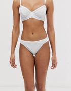 Asos Design Fuller Bust Exclusive Fishnet Overlay Bikini Bottom In White - White