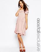 Asos Tall Off Shoulder Ruffle Jersey Sundress - Nude