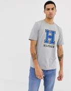 Tommy Hilfiger Chest H Logo T-shirt In Gray Marl - Gray