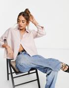 River Island Cropped Boxy Linen Shirt In Light Pink