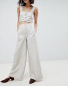 Asos White Linen Two-piece Pants-cream