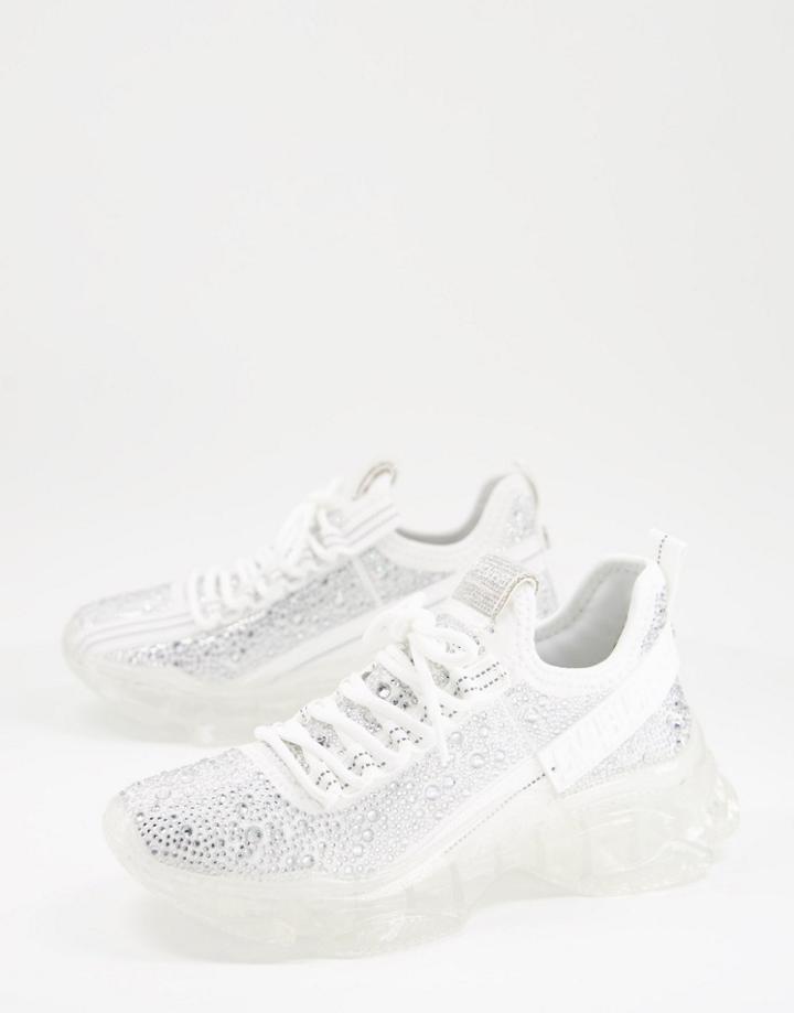 Steve Madden Maxima-r Rhinestone Chunky Sneakers In Silver