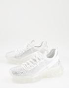 Steve Madden Maxima-r Rhinestone Chunky Sneakers In Silver