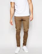 Asos Extreme Super Skinny Chinos In Light Brown - Fossil