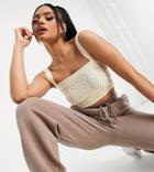 Asyou Knit Cami Top In Cream-white