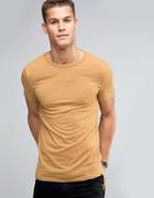 Asos Muscle T-shirt In Tan Marl - Tan