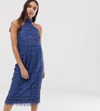 Asos Design Maternity Midi Pencil Dress With Crop Top In Delicate Lace-multi