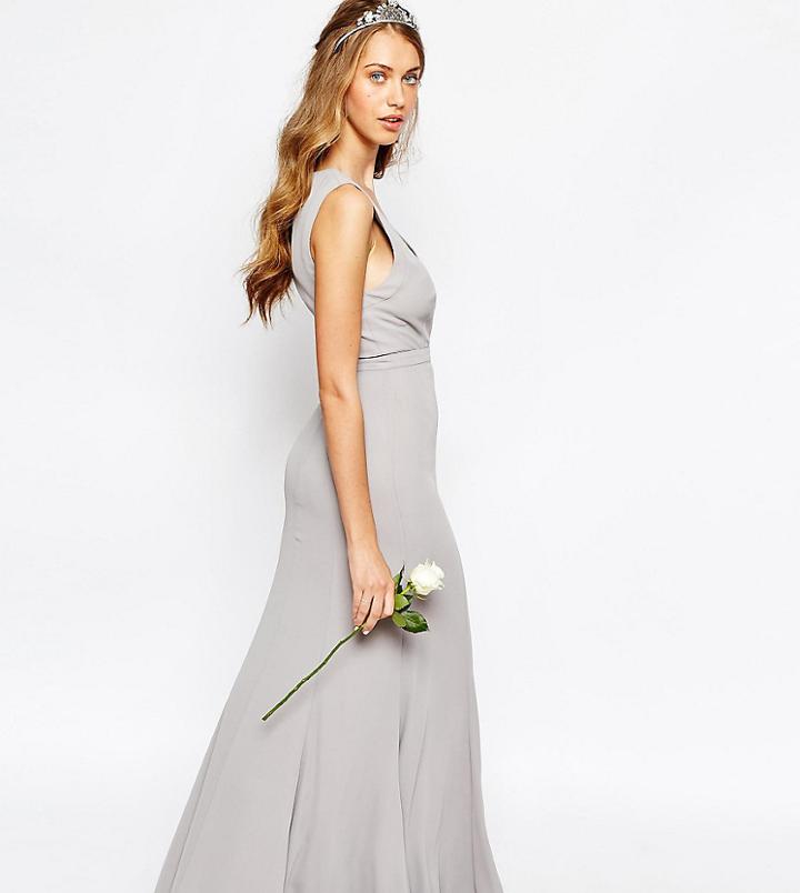 Fame And Partners Everland Maxi Dress With Fishtail - Gray