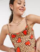 Tara Khorzad Cami Crop Top In Leopard Heart Velvet Two-piece-multi