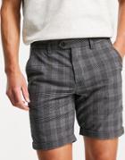 Jack & Jones Regular Fit Check Shorts In Gray-grey