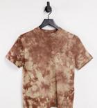 Collusion Vintage Fit Cropped T-shirt In Brown Tie-dye