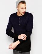 Scotch & Soda Grandad Gradient Knitted Sweater - Black