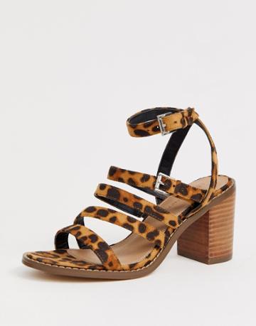 Asos Design Tycoon Heeled Sandals In Leopard - Multi