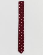 Asos Design Knitted Polka Dot Tie In Burgundy - Red