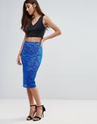 Zibi London Lace Pencil Skirt - Blue