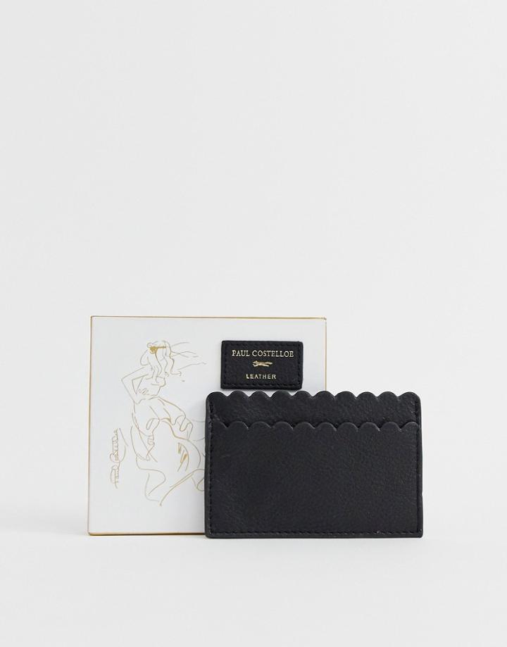 Paul Costelloe Real Leather Scallop Card Holder - Black
