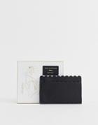 Paul Costelloe Real Leather Scallop Card Holder - Black
