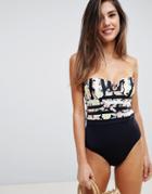 French Connection Floral Stripe Structured Swimsuit