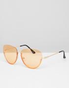Jeepers Peepers Aviator Sunglasses With Colored Lens - Orange
