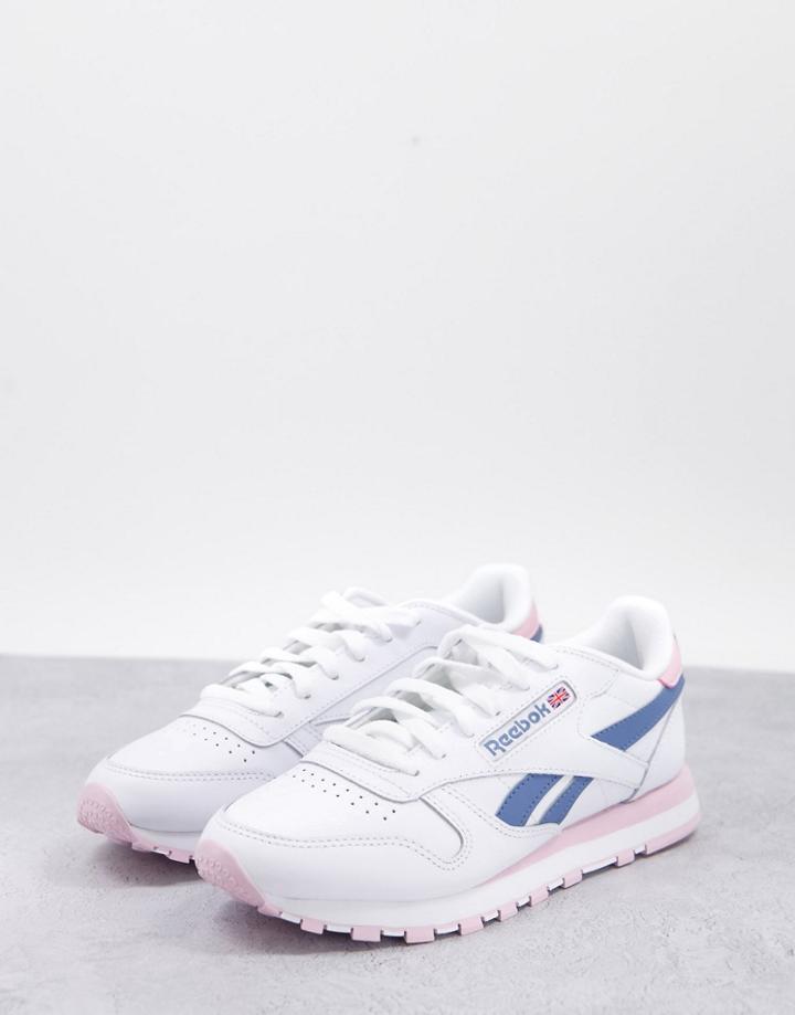 Reebok Classic Leather Sneakers In White And Lilac