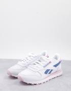 Reebok Classic Leather Sneakers In White And Lilac