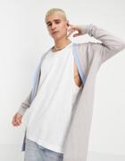 Asos Design Knitted Cardigan With Contrast Trims In Stone-neutral