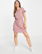 Jdy Ruffle Sleeve Mini T-shirt Dress In Pink