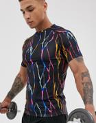 Asos 4505 Muscle Training T-shirt With All Over Print-black