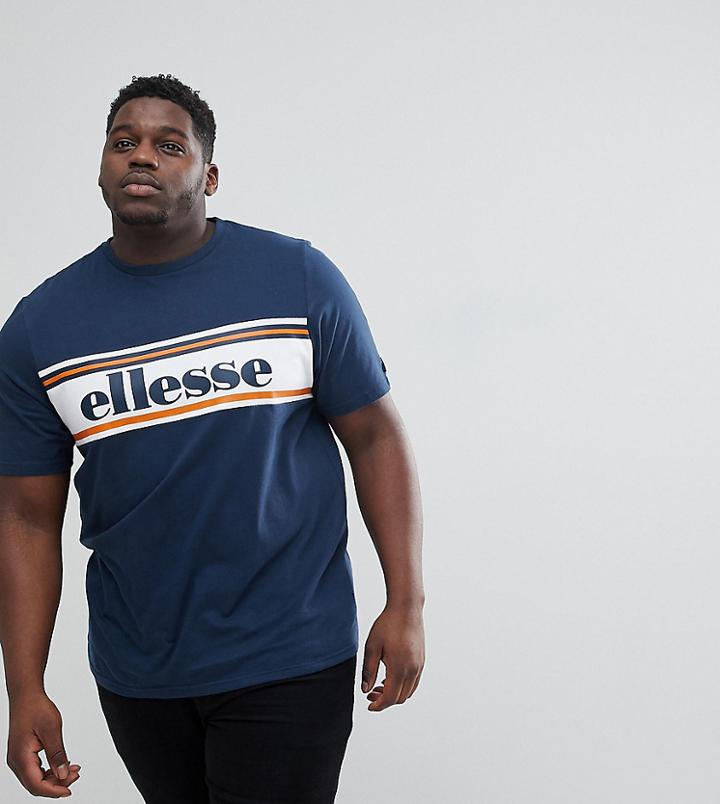 Ellesse Plus T-shirt With Logo Panel In Navy - Navy