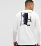 Asos White Tall Loose Fit Heavyweight Long Sleeve T-shirt In Abstract Print