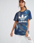 Adidas Originals Geology Print Boyfriend Fit T-shirt - Blue