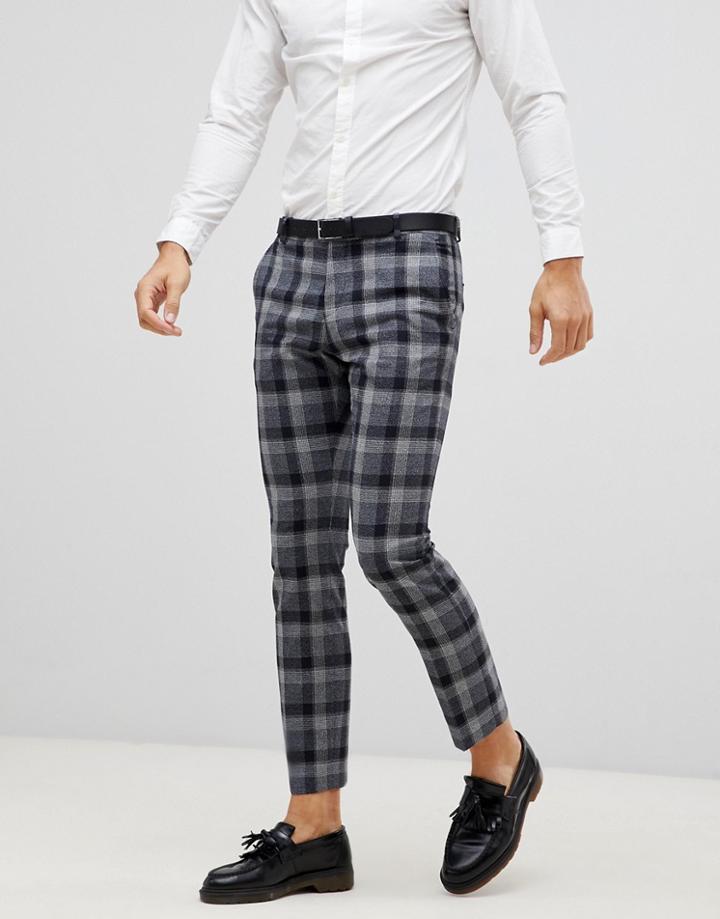 Selected Homme Navy Check Suit Pants In Slim Fit - Navy