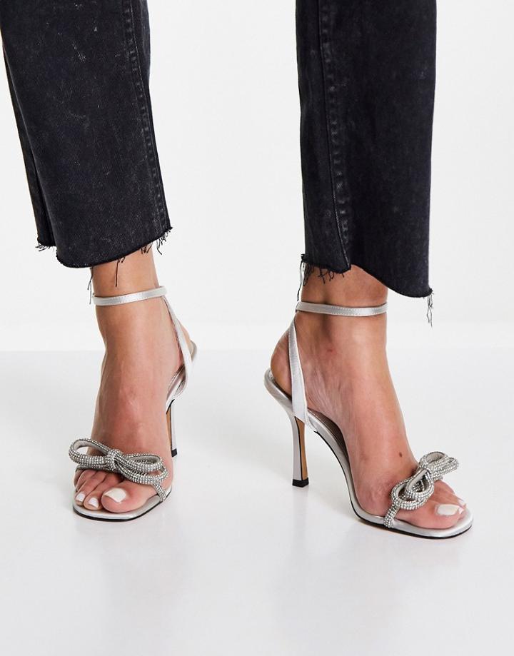 Miss Selfridge Glitzy Rhinestone Heel Sandal-silver
