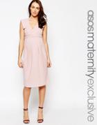 Asos Maternity Wrap Front Skater Dress In Texture - Pink