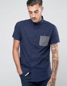 Lambretta Shirt With Contrast Pocket And Short Sleeves - Navy