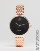 Asos Curve Large Face Watch With Skinny Bracelet Strap - Copper