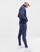 The Couture Club Skinny Joggers In Pinstripe - Navy