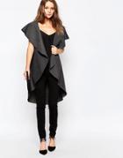 New Look Waterfall Front Sleeveless Jacket - Gray