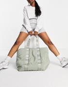 Asos Weekend Collective Tote Bag In Khaki Nylon With Webbing Straps-green