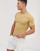 Jack & Jones Premium Muscle Fit T-shirt In Sand-stone