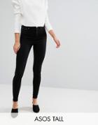Asos Tall Ridley High Waist Skinny Jeans In Clean Black - Black
